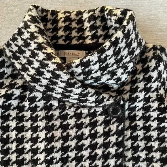 New ELLEN TRACY houndstooth soft wool blend cowl neck sweater jacket - Picture 4 of 7